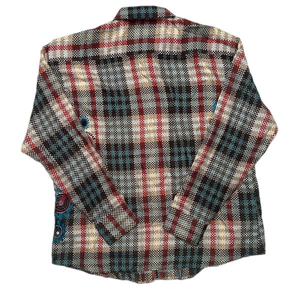 Robert Graham Limited Edition Plaid Shirt 2XL Embroidered 100% Silk Flip Cuff - Picture 15 of 16